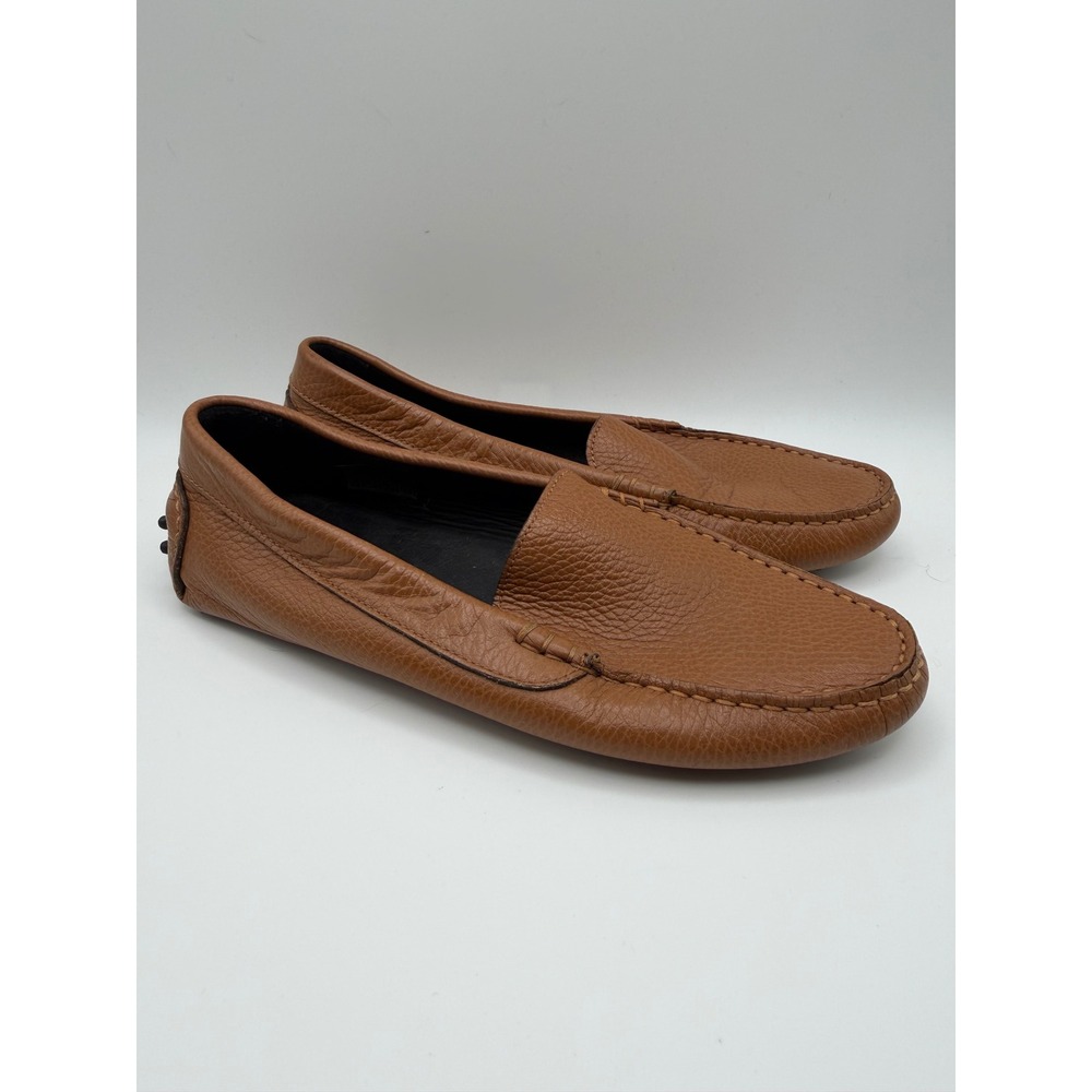 M.Gemi Felize Tan Pebbled Leather Driving Loafers Made in Italy Size 38